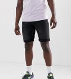 Asos Design Tall Denim Shorts In Washed Black - Black