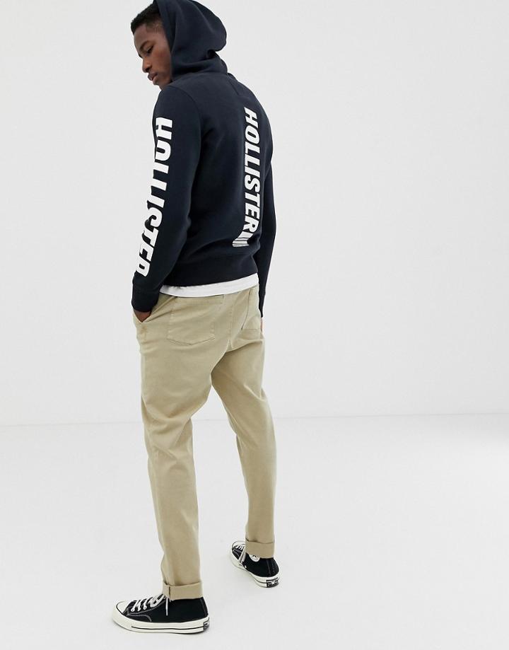 Hollister Back/front And Sleeve Logo Hoodie In Black - Black