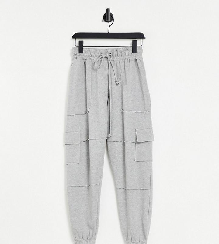 Missguided Petite Oversized Utility Sweatpants In Gray-grey