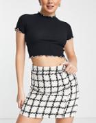 Lola May Mini Skirt In Check - Part Of A Set-white