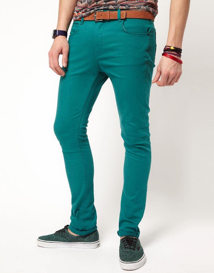 Asos Super Skinny Jeans In Teal-blues