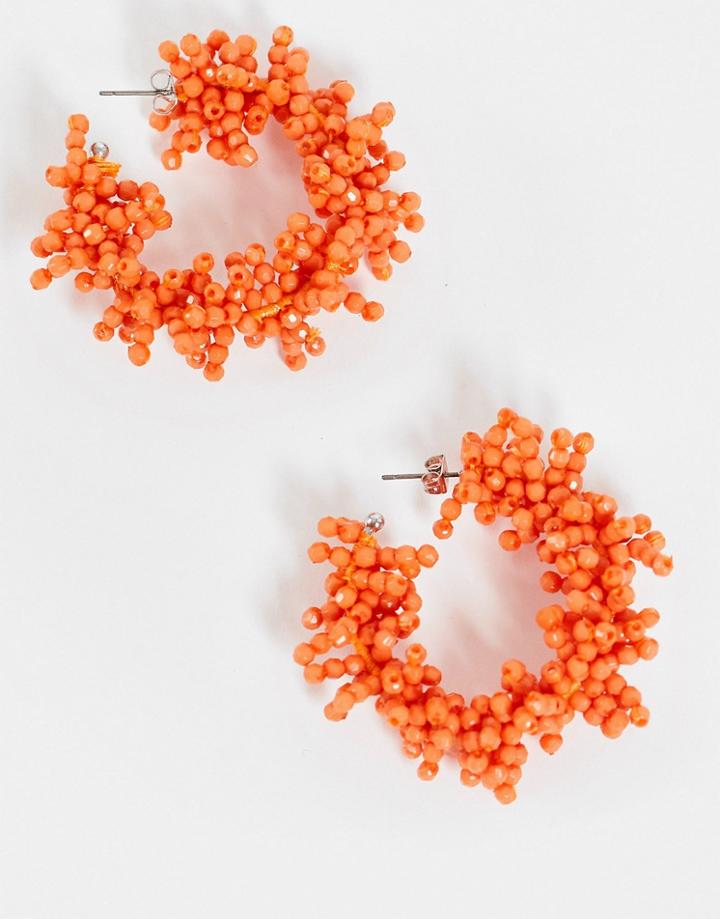 Pieces Oversized Beaded Hoops In Orange