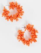 Pieces Oversized Beaded Hoops In Orange