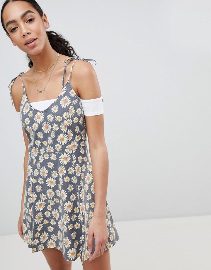 Asos Design Daisy Print Washed Casual Sundress - Multi