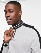 Asos Design Organic Long Sleeve T-shirt With Tipping And Color Block-gray