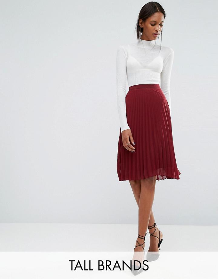 Vero Moda Tall Pleated Knee Length Skirt - Pink