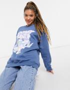 In The Style X Olivia Bowen Oversized Motif Sweatshirt In Blue-grey