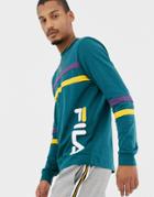 Fila Black Line Daniel Long Sleeve T-shirt With Logo In Green - Green