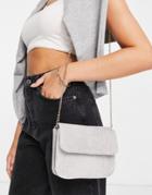 Truffle Collection Cord Cross Body Bag With Chain In Gray-grey