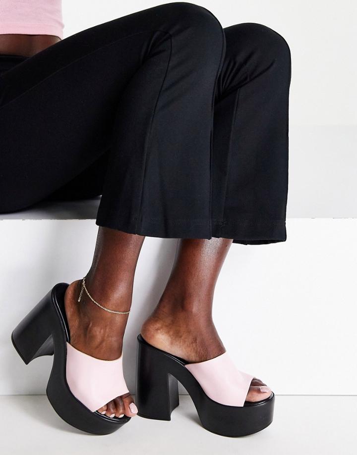 Asos Design Nebi Chunky Platform Heeled Mules In Pink