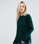 Asos Petite Chunky Sweater With Deep Cuff In Fluffy Yarn - Green