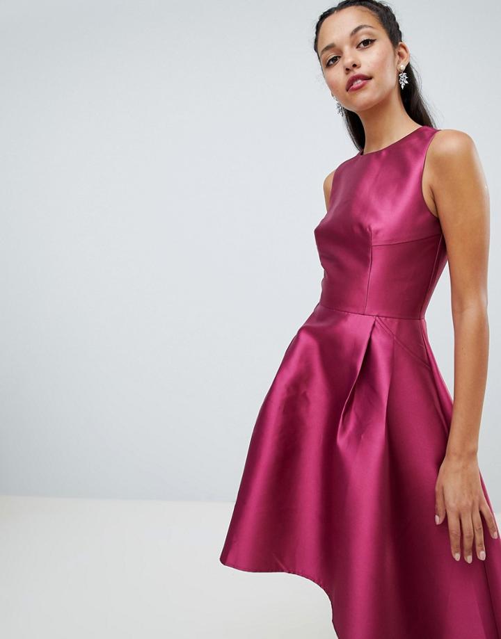 Chi Chi London Sateen High Low Hem Dress-purple