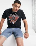Asos Design Relaxed T-shirt With Dungeons And Dragons Print In Washed Black-grey