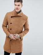 Religion Funnel Neck Coat In Camel - Tan