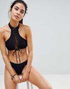 Blue Life Vixen Lave Up Halter Bikini Top - Black