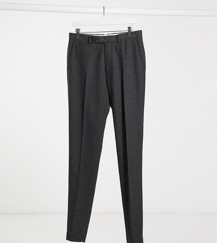 Asos Design Tall Wedding Super Skinny Suit Pants In Charcoal Herringbone-gray