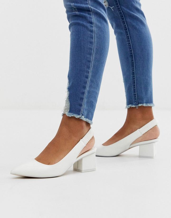 Asos Design Serve Slingback Mid-heels In White - White