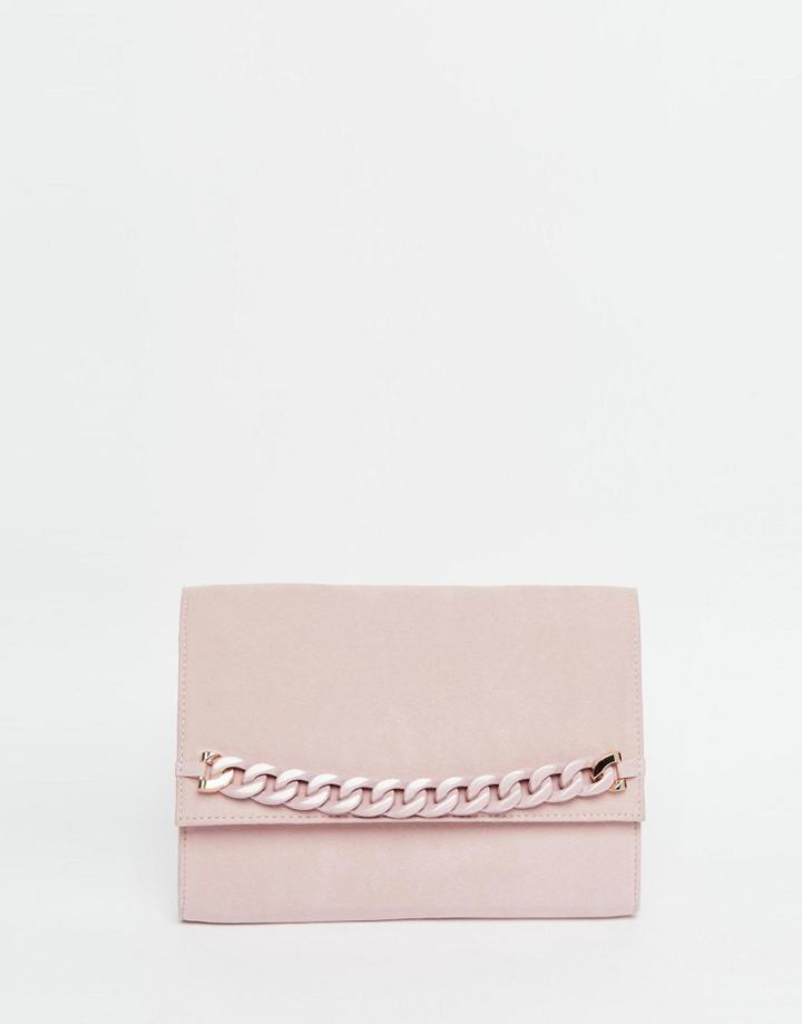 Asos Chain Detail Clutch Bag - Pink