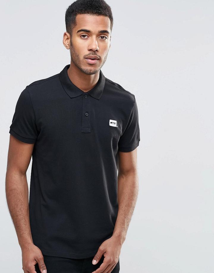 Jack & Jones Pique Polo Shirt With Logo - Black