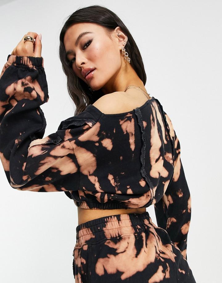 Public Desire Off Shoulder Sweat In Acid Wash - Part Of A Set-multi