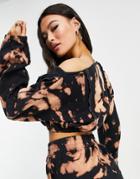 Public Desire Off Shoulder Sweat In Acid Wash - Part Of A Set-multi