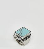 Sacred Hawk Turquoise Stone Square Ring - Silver