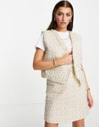 Neon Rose Relaxed Vest In Quilted Pastel Floral Set-multi