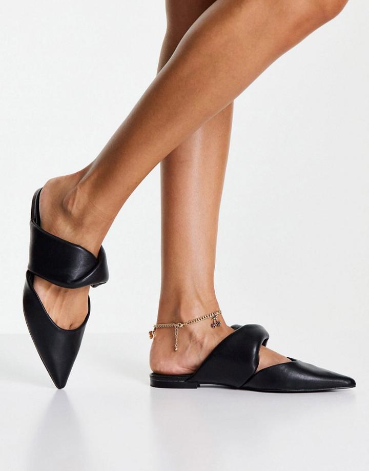 Asos Design Leeway Padded Twist Flat Mules In Black
