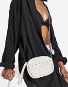 Urbancode Suede Croc Studded Detail Crossbody Bag In Gray