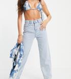 Asyou Low Rise 90s Dad Jeans In Super Bleach-blues