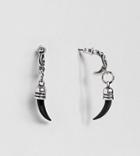 Reclaimed Vintage Inspired Hoop Earring With Black Tusk Charm Exclusive To Asos - Silver