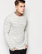 Asos Slub Longline Long Sleeve T-shirt With Pocket - Gray