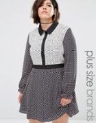 Alice & You Mix And Match Printed Dress With Contrast Collar Detail - Multi