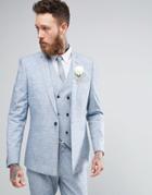 Asos Wedding Skinny Suit Jacket In Crosshatch Nep - Blue