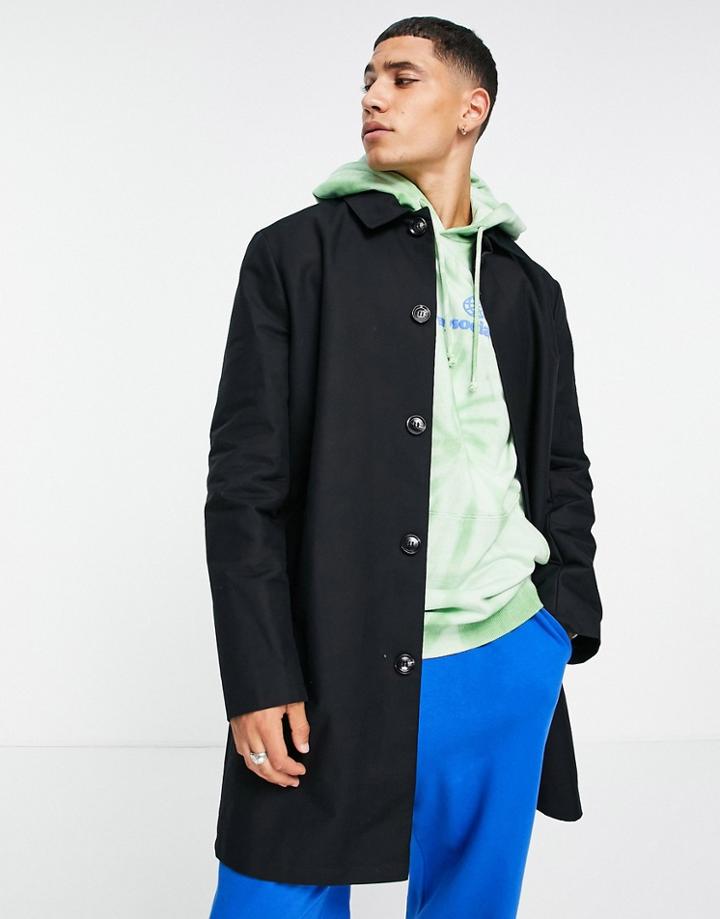 Asos Design Shower-resistant Coat In Black