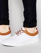 Asos Lace Up Sneakers In White Canvas - White