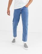 Asos Design Classic Rigid Jeans In Stone Wash Blue