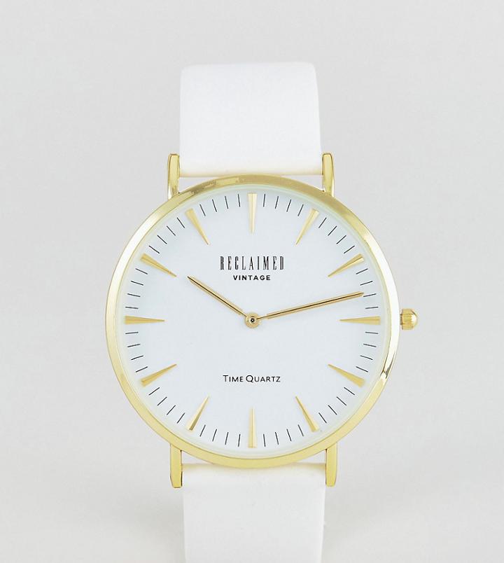 Reclaimed Vintage Inspired Leather Watch In White Exclusive To Asos - White