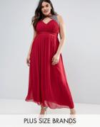 Little Mistress Plus Maxi Dress With Side Split And Embellished Detail - Red