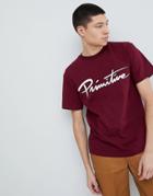 Primitive Nuevo Script Logo T-shirt In Burgundy - Red