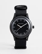 Asos Design Watch In Monochrome With Black Woven Strap - Black