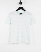 Asos Design T-shirt In Mint And White Stripe-multi