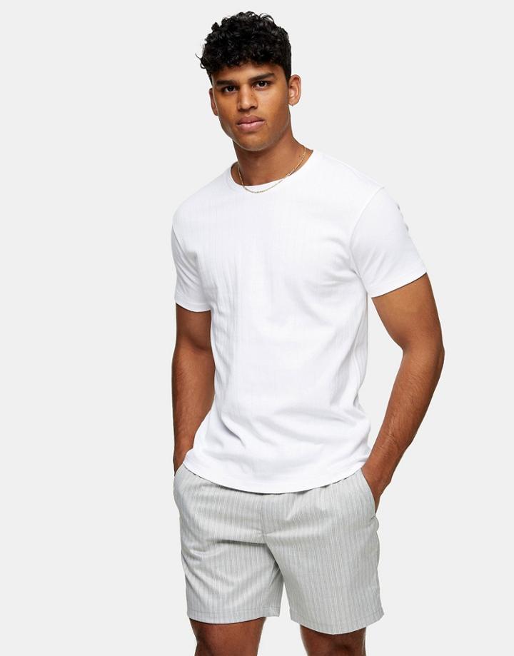 Topman Skinny Stripe Woven Pull On Shorts In Gray-grey