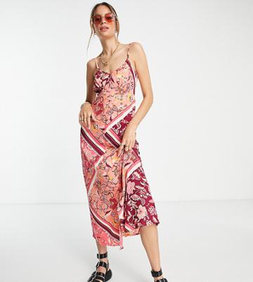 Violet Romance Tall Midi Dress In Patchwork Print-multi