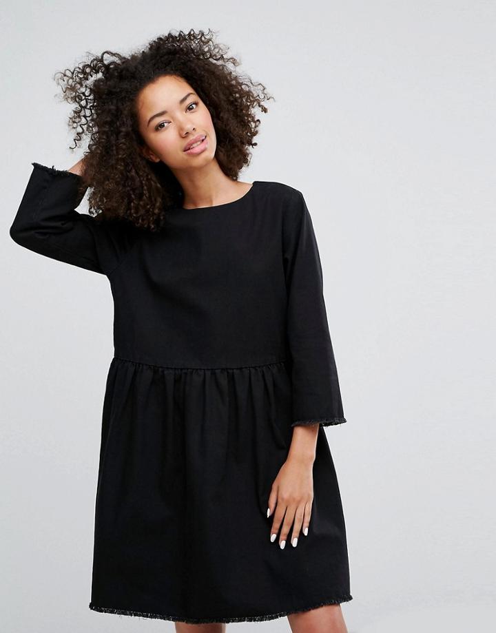 Monki Denim Smock Dress - Black