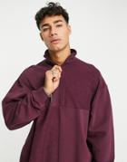 Asos Design Oversized Half Zip Sweatshirt With Panel Details In Burgundy-red