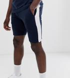Asos Design Tall Two-piece Jersey Skinny Shorts With Side Stripe In Navy