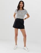 Asos Design Linen A-line Shorts - Black