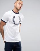 Fred Perry Laurel Wreath Print Ringer T-shirt In White - White