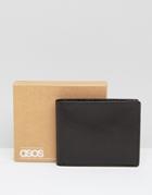 Asos Leather Wallet With Contrast Suede Internal - Black